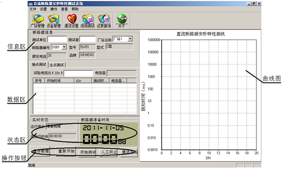500A直流断路器安秒特性测试仪现场测试工作界面